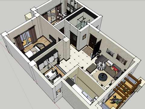 Progetto Space Magic di due stanze Modello 3D