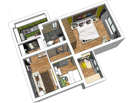 Personalize sua casa completa de dois quartos Modelo 3D