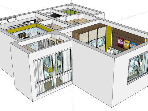 2 ベッドルームのオールラウンドな家をカスタマイズ 3Dモデル