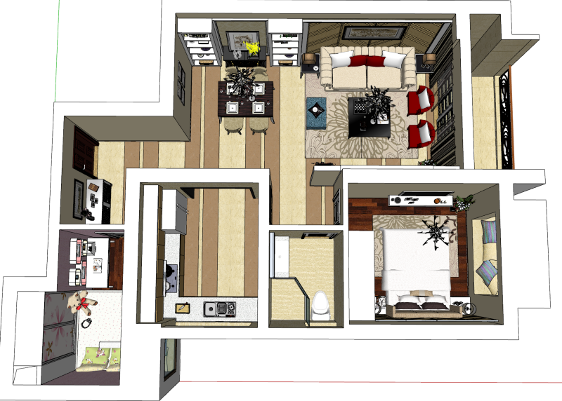 İkili Konut Mekanının Düzeni ve Estetiği 3D Model .c4d .max .obj .3ds .fbx .stl .blend 
