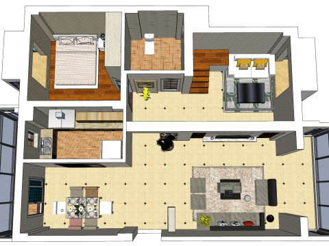 Wszechstronny projekt z dwiema sypialniami Model 3D