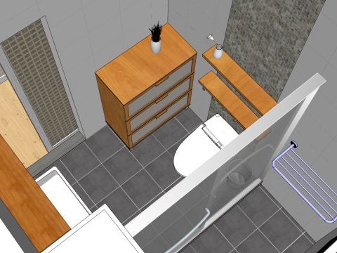 Gesamtgestaltung eines Wohnraums mit zwei Schlafzimmern 3D Modell