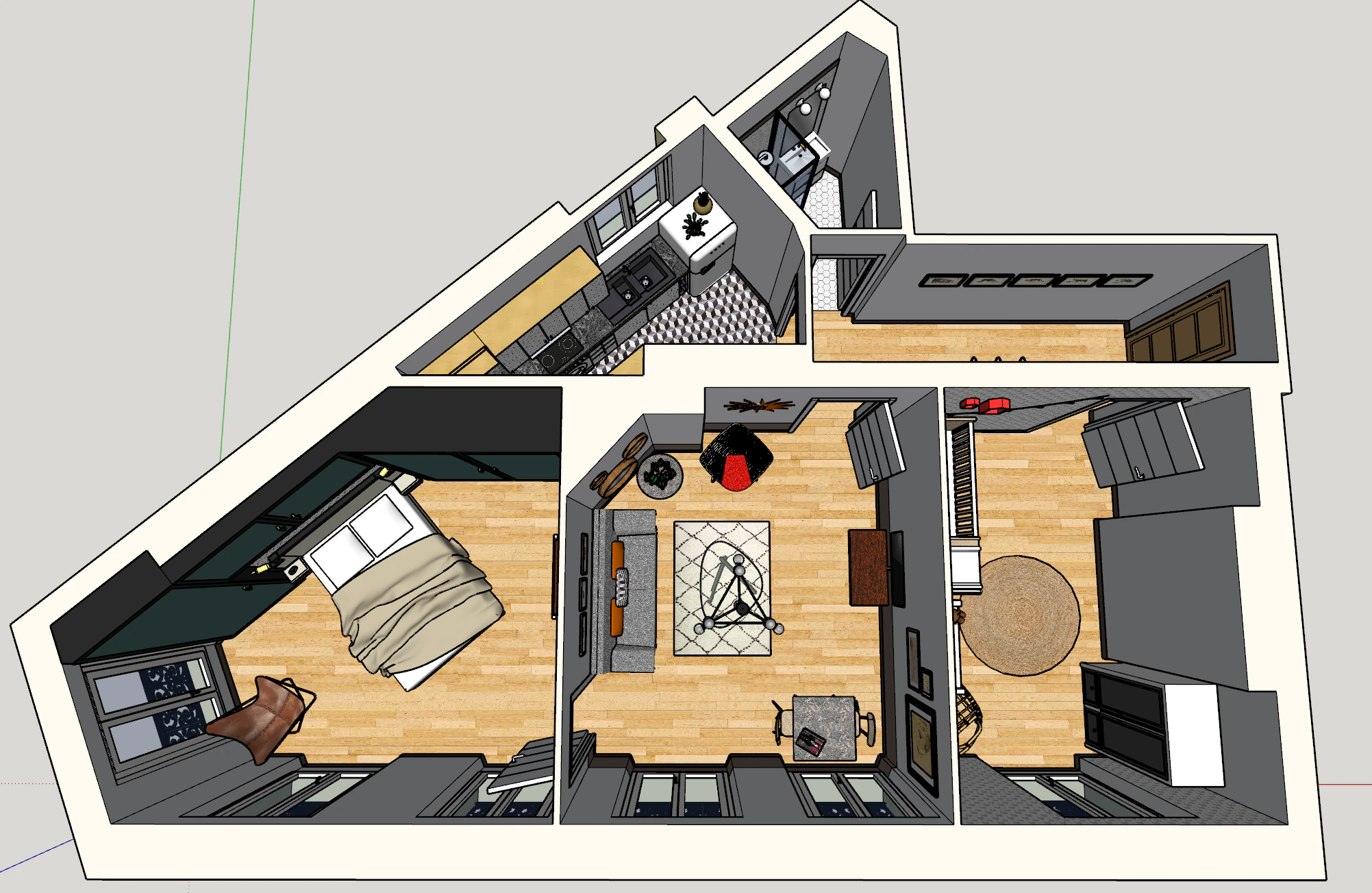 Overall planning of functionality and aesthetics for two bedroom layouts 3D Model .c4d .max .obj .3ds .fbx .stl .blend