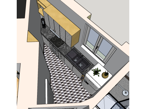 Общее планирование функциональности и эстетики планировки двух спален. 3D Модель