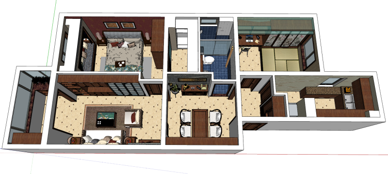 Design completo de espaço profissional de dois quartos Modelo 3D .c4d .max .obj .3ds .fbx .stl .blend 