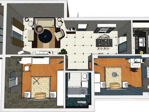 컨셉부터 구현까지 이상적인 투룸 완벽한 계획 3D 모델