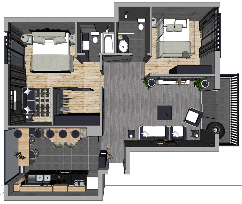 İki Odalı Alanın Entegre Tasarımı ve Optimizasyonu 3D Model .c4d .max .obj .3ds .fbx .stl .blend