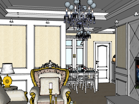 Otimização do Layout de Sala Dupla e Design Abrangente Modelo 3D