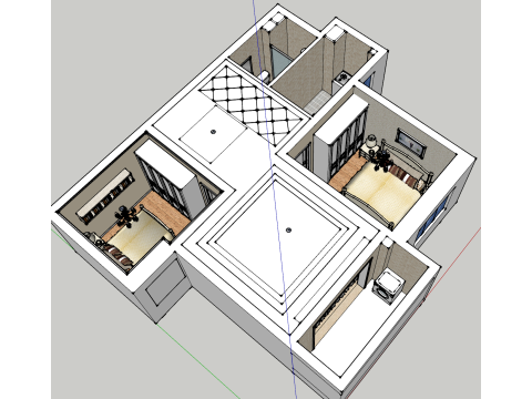 Otimização do Layout de Sala Dupla e Design Abrangente Modelo 3D