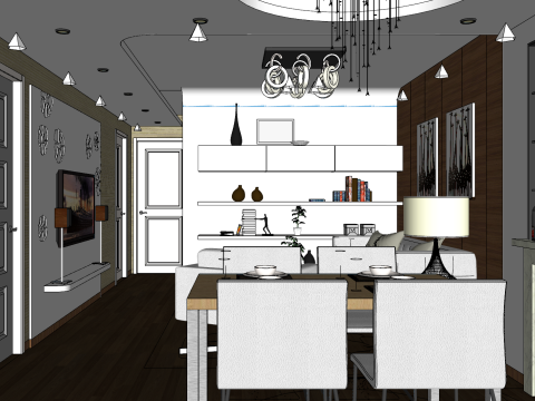 Cleveres Zwei-Raum-Design, große Raumplanung 3D Modell