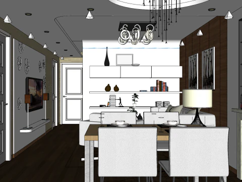 Clever Two Room Design Large Space Planning 3D Model