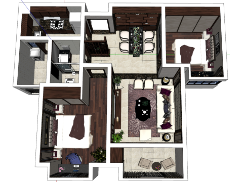 Enjoying Two Bedroom Full Design Package 3D Model