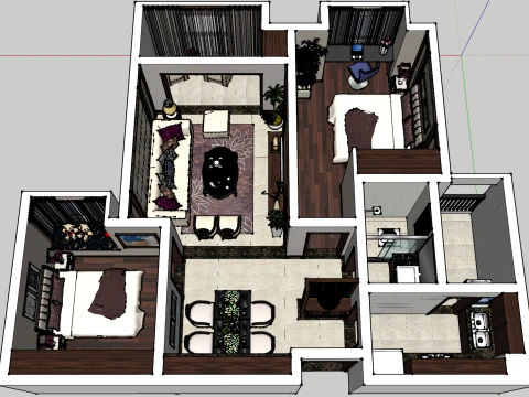 Enjoying Two Bedroom Full Design Package 3D Model
