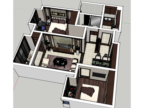 Bénéficier d'un forfait design complet de deux chambres Modèle 3D