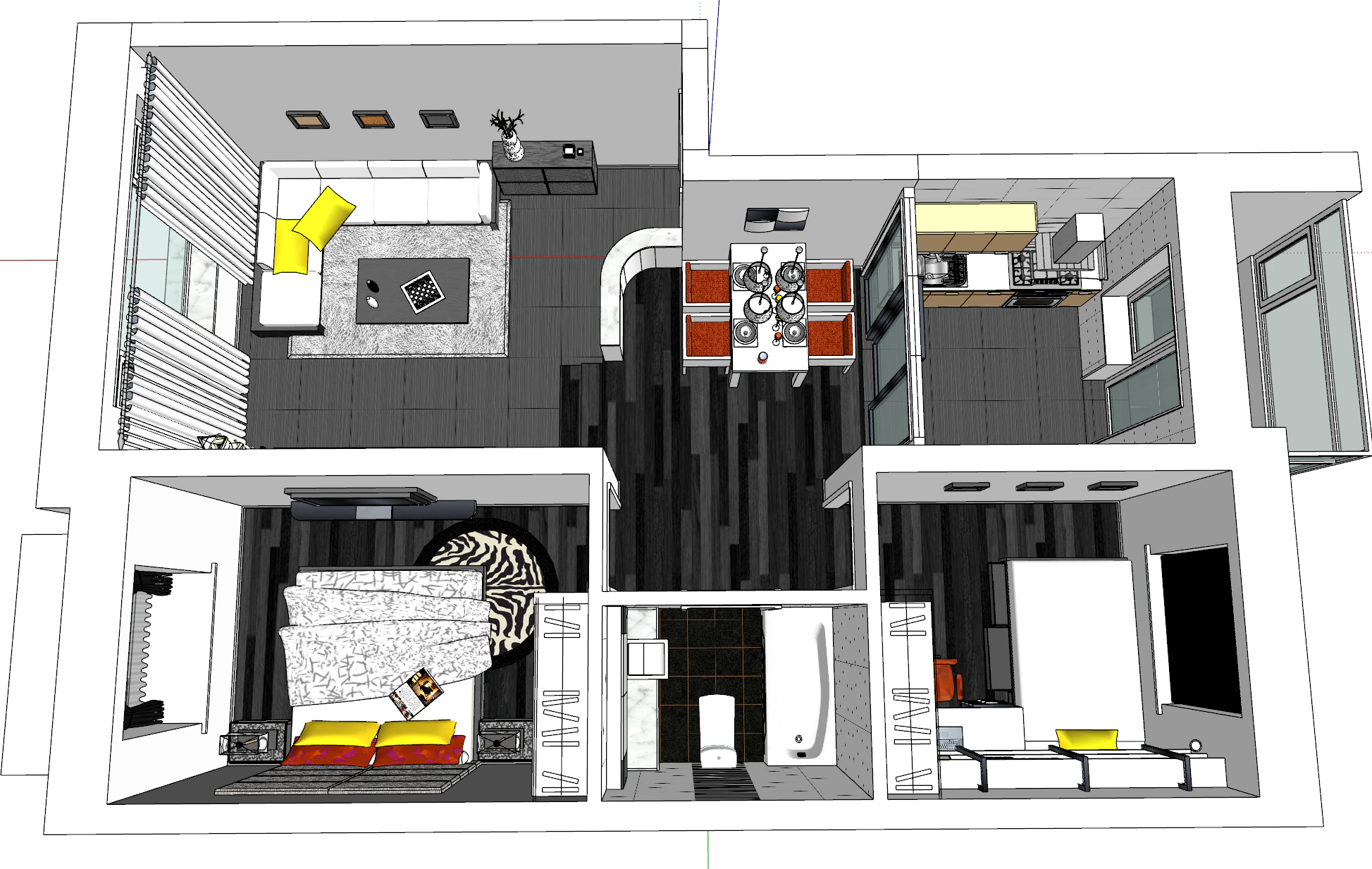 Exquisite two bedroom fully furnished home 3D Model .c4d .max .obj .3ds .fbx .stl .blend 