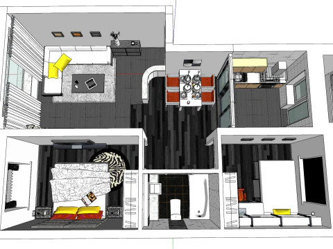 Prachtige volledig gemeubileerde woning met twee slaapkamers 3D Model