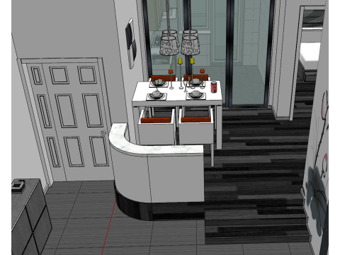 精致的两居室家具齐全的住宅 3D 模型