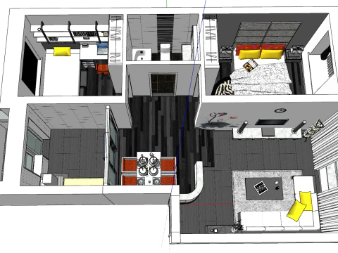 Exquisite two bedroom fully furnished home 3D Model