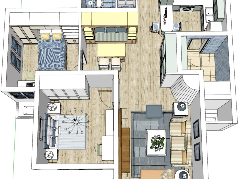 From Blueprint to Life Two Room Comprehensive Plan 3D Model