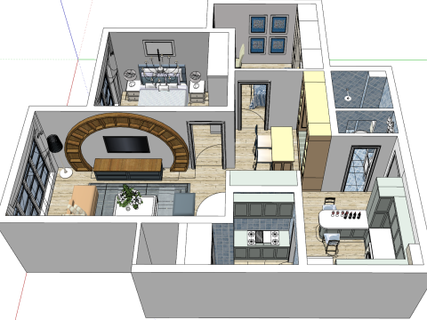 Dari Cetak Biru hingga Rencana Komprehensif Dua Kamar Kehidupan Model 3D