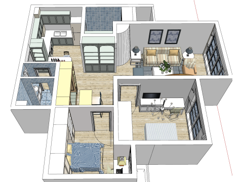 Dari Cetak Biru hingga Rencana Komprehensif Dua Kamar Kehidupan Model 3D