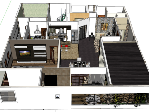 Projeto de processo completo e layout espacial de edifícios residenciais de dois quartos Modelo 3D