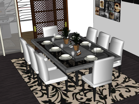 Projeto de processo completo e layout espacial de edifícios residenciais de dois quartos Modelo 3D