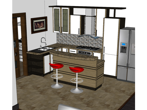 Projeto de processo completo e layout espacial de edifícios residenciais de dois quartos Modelo 3D