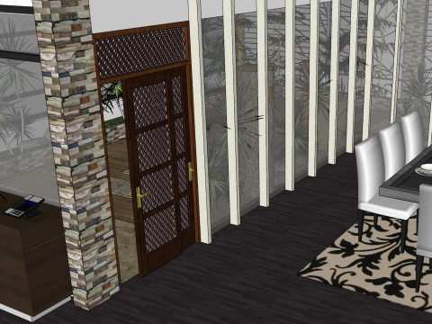 Projeto de processo completo e layout espacial de edifícios residenciais de dois quartos Modelo 3D