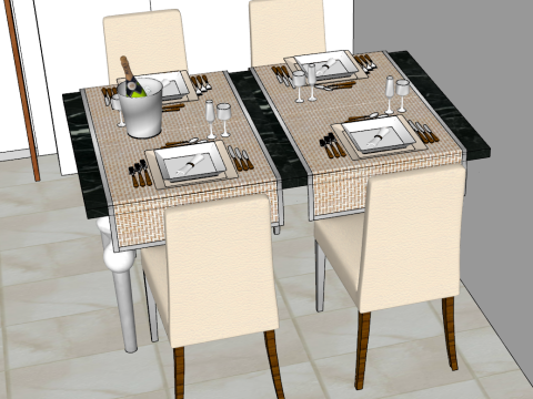 Lingkungan rumah tiga kamar tidur dalam ruangan seluruh rumah Model 3D