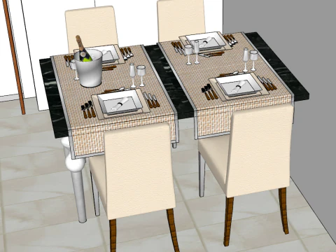 Whole house indoor three-bedroom home environment 3D Model