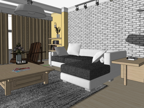 Ontwerpomgeving voor het hele huis met drie slaapkamers 3D Model