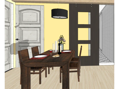 Whole house three-bedroom home design environment 3D Model