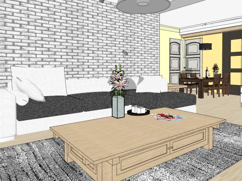 Whole house three-bedroom home design environment 3D Model