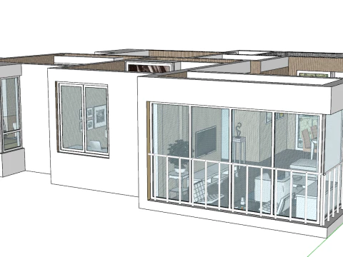 Three-bedroom space home design environment 3D Model