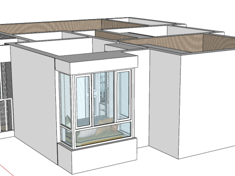 Трикімнатний простір домашнього дизайну середовища 3D Модель