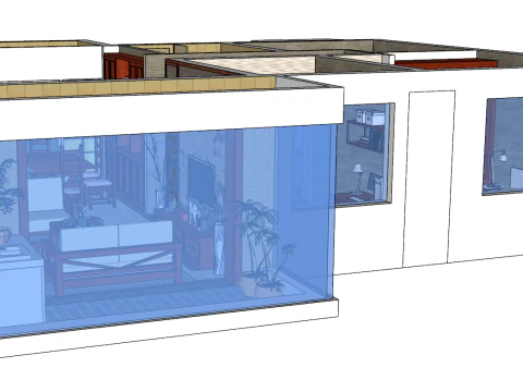 Three-bedroom style design environment 3D Model