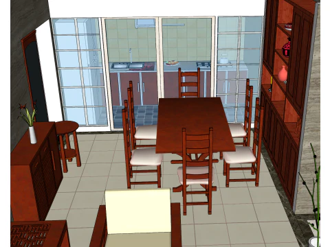 Three-bedroom style design environment 3D Model