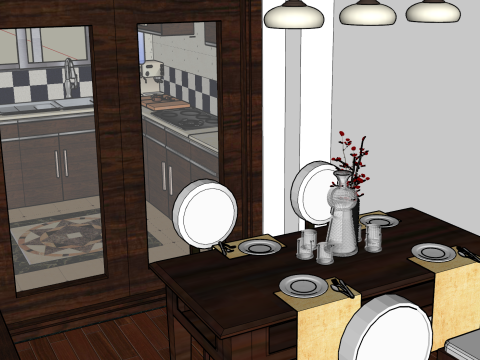 Общий план отделки трехкомнатной квартиры 3D Модель