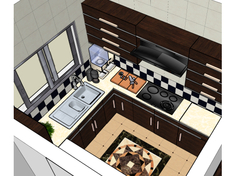 Общий план отделки трехкомнатной квартиры 3D Модель