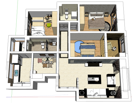 Kwalitatieve woonoplossing met drie slaapkamers 3D Model