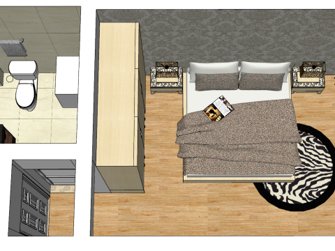 तीन-बेडरूम गुणवत्तापूर्ण जीवन समाधान 3D मॉडल