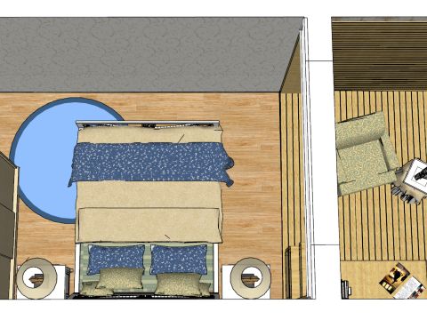 तीन-बेडरूम गुणवत्तापूर्ण जीवन समाधान 3D मॉडल