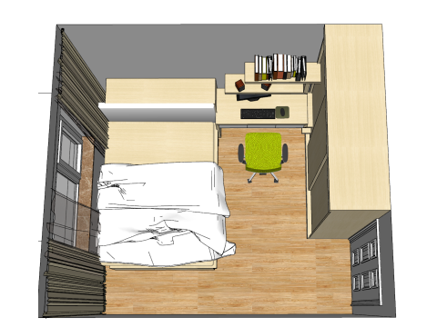 तीन-बेडरूम गुणवत्तापूर्ण जीवन समाधान 3D मॉडल