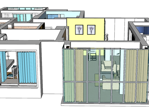 집 전체를 위한 3베드룸 장식 계획 3D 모델