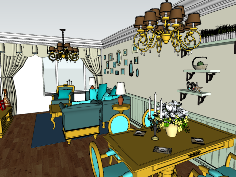 Three-bedroom modern simple decoration scene 3D Model