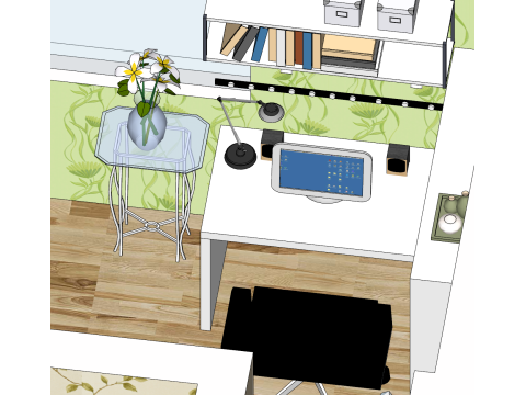 Three-bedroom layout home design plan 3D Model