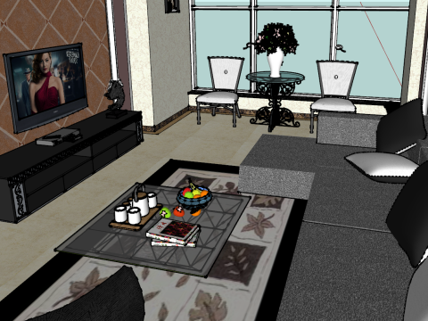 Geïntegreerde residentiële ontwerpomgeving met drie slaapkamers 3D Model