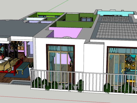 Сцена оформления интерьера трехкомнатной квартиры 3D Модель