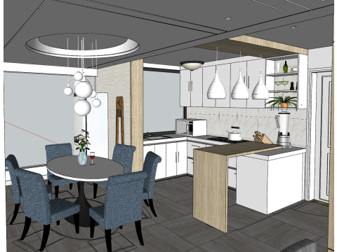 Innenarchitekturlösung für ein Haus mit drei Schlafzimmern 3D Modell